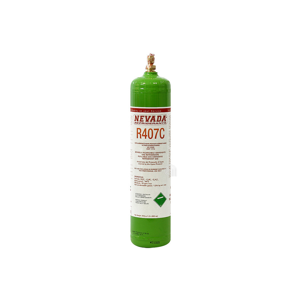 Cilindro de gas R407C para congelador y nevera Universale 00551017